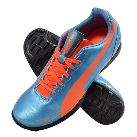 PUMA Kid's evoSPEED 5.2 TT Jr Turf Football Boots Blue/Fluro Peach - Best Buy Soccer