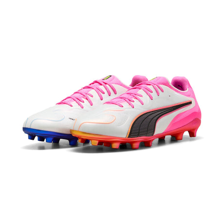 PUMA King 20 Ultimate FG/AG Firm Ground/Artificial Ground Men's Soccer Cleats - White/Pink/Aqua - Best Buy Soccer