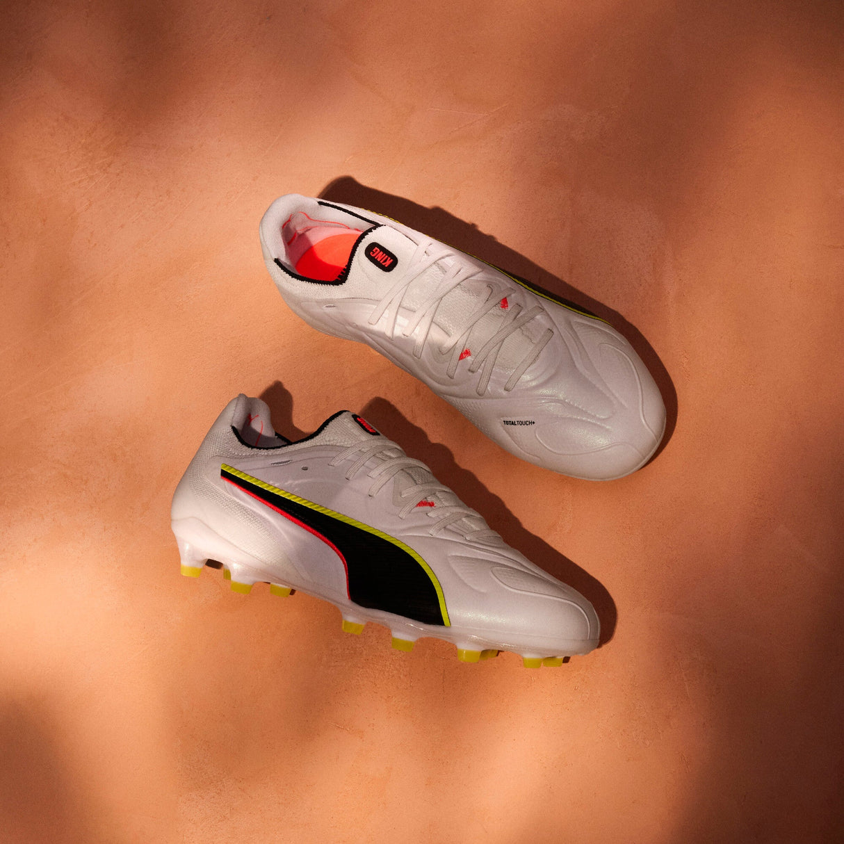 PUMA King 20 Ultimate FG/AG Firm/Multi-Ground Men's Soccer Cleats - White/Red/Yellow - Best Buy Soccer