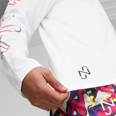 PUMA Neymar JR Creativity Long Sleeve T-Shirt White/Fluo Yellow Limited Edition
