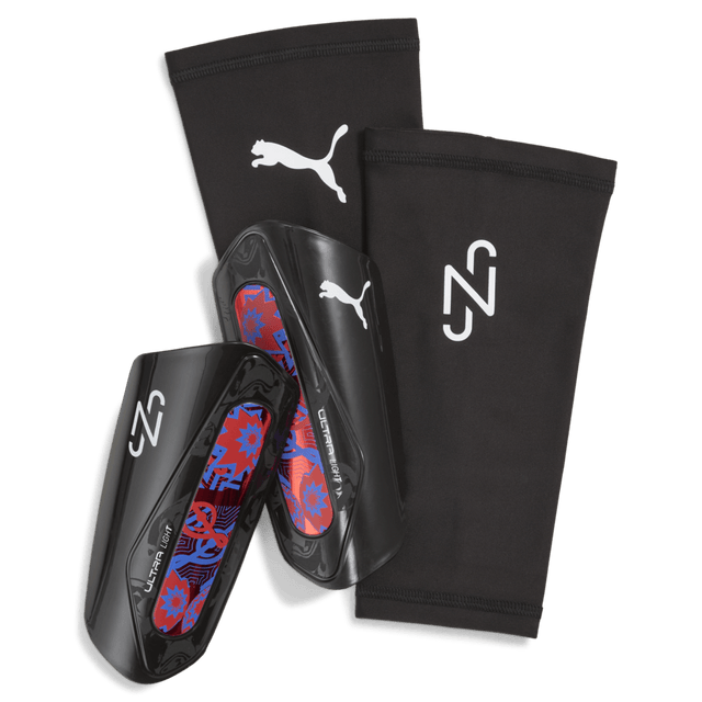 PUMA Neymar JR Ultra Light Sleeve Soccer Shin Guards - Black/Red/Blue - Best Buy Soccer