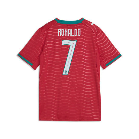 PUMA Portugal Home Cristiano Ronaldo CR7 Youth Soccer Jersey 2026 - Red/Green - Best Buy Soccer