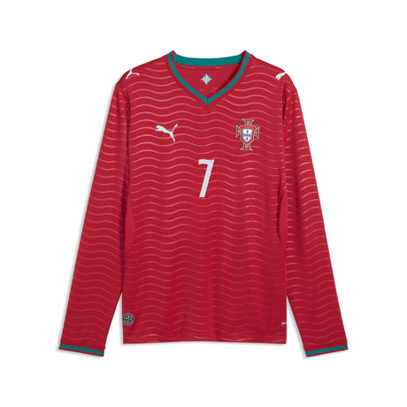 PUMA Portugal Home Long Sleeve Cristiano Ronaldo CR7 Men's Soccer Jersey - Red/Green Lagoon - Best Buy Soccer