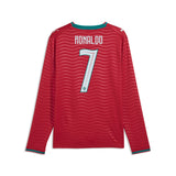 PUMA Portugal Home Long Sleeve Cristiano Ronaldo CR7 Men's Soccer Jersey - Red/Green Lagoon - Best Buy Soccer