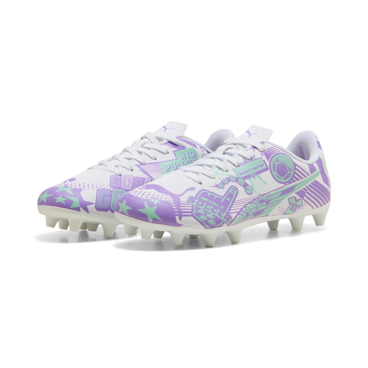 PUMA Ultra CP Legacy FG/AG Firm Ground/Artificial Ground Youth Soccer Cleats - White/Purple/Mint - Best Buy Soccer