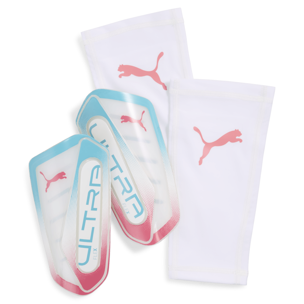 PUMA Ultra Flex RE - Charge Sleeve Soccer Shin Guards - White/Blue/Pink - Best Buy Soccer