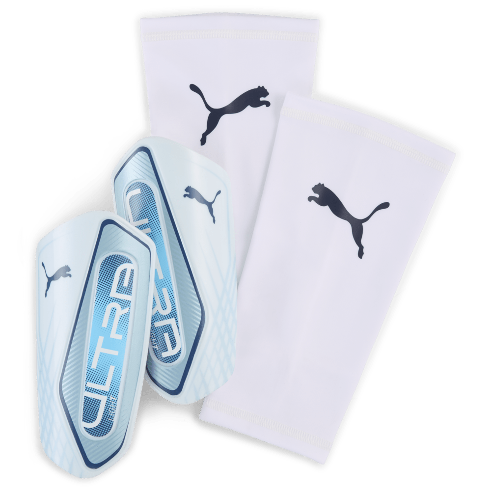 PUMA Ultra Light Sleeve Soccer Shin Guards - Icy Blue/White - Best Buy Soccer