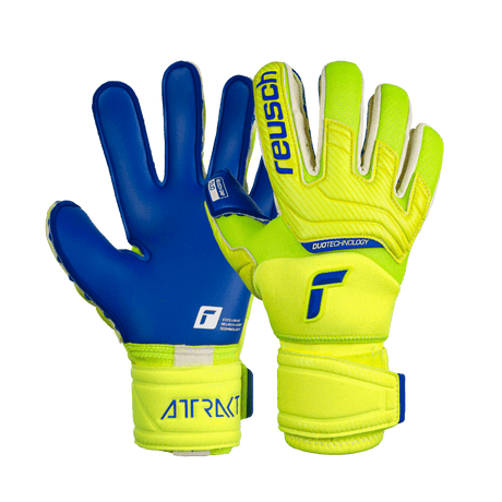 Reusch Attrakt Duo Ortho - Tec Goalkeeper Gloves Fluo Yellow/Blue - Best Buy Soccer