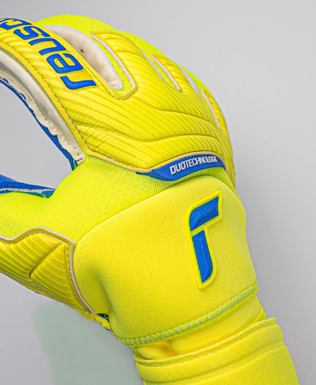 Reusch Attrakt Duo Ortho - Tec Goalkeeper Gloves Fluo Yellow/Blue - Best Buy Soccer