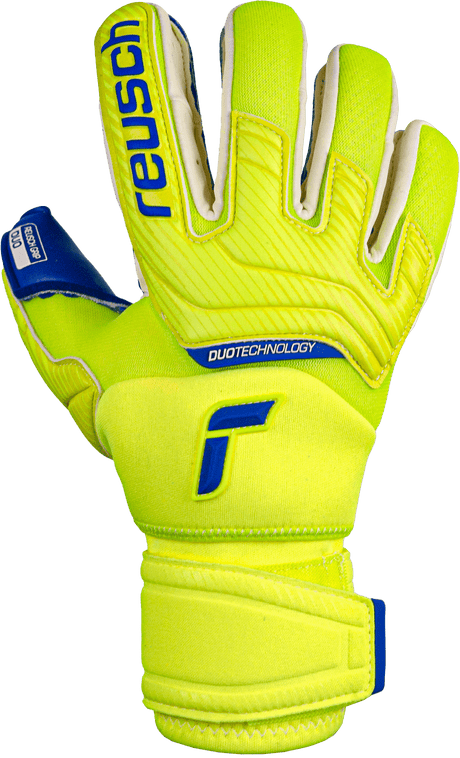 Reusch Attrakt Duo Ortho - Tec Goalkeeper Gloves Fluo Yellow/Blue - Best Buy Soccer
