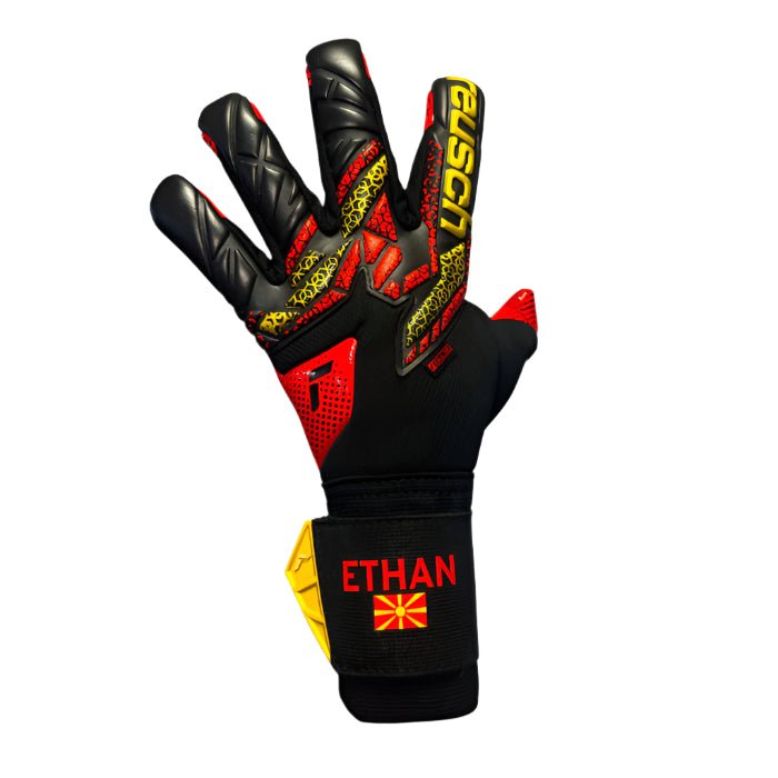 Reush Attrakt Gold X GluePrint Goalkeeper Gloves Black/Gold/Red - Best Buy Soccer