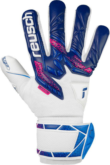 Reush Attrakt RE:GRIP NC Finger Support Goalkeeper Gloves Blue/Pink - Best Buy Soccer