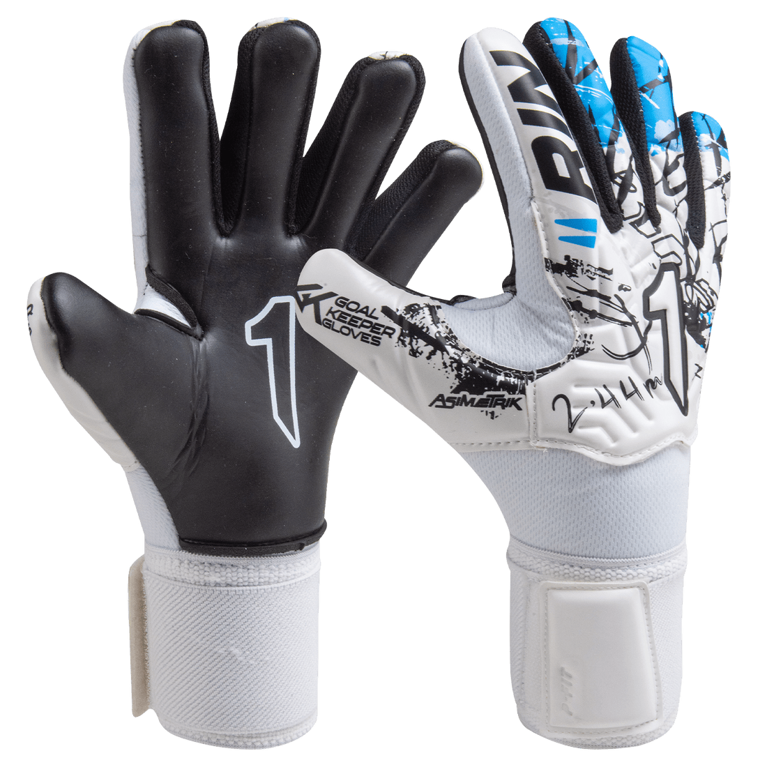 Rinat Asimetrik Training Spines (Finger Protection) Goalkeeper Glove - White/Blue - Best Buy Soccer