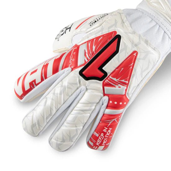 Rinat Egotiko Vengador Prime Turf - Spines (Finger Protection) Goalkeeper Glove - White/Red - Best Buy Soccer
