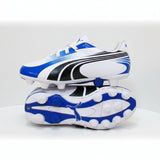 PUMA Excitemo r HG Youth Soccer Cleats - White/Black/Royal
