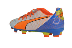 PUMA EvoPOWER 3.2 Pop FG Jr Firm Ground Football Boots White/Orange/Blue