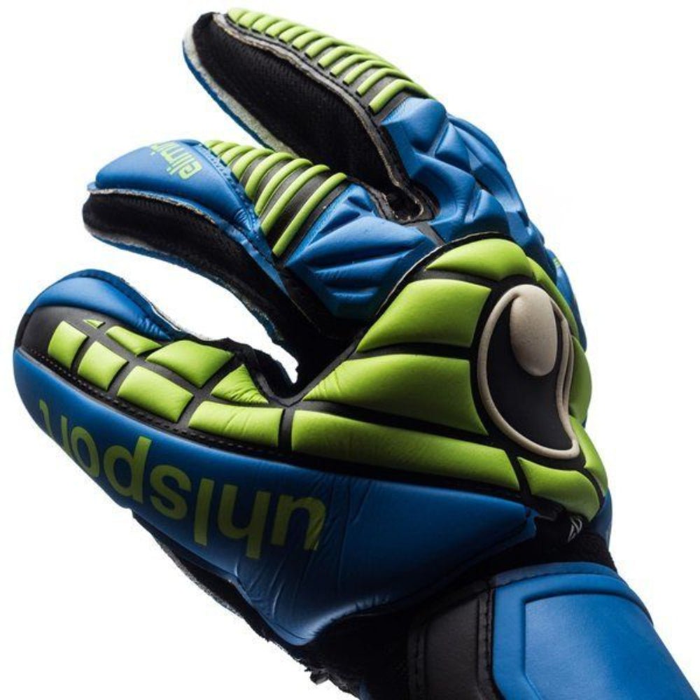 Uhlsport Eliminator Supersoft Goalkeeper Gloves Black/Blue/Power Green - Best Buy Soccer