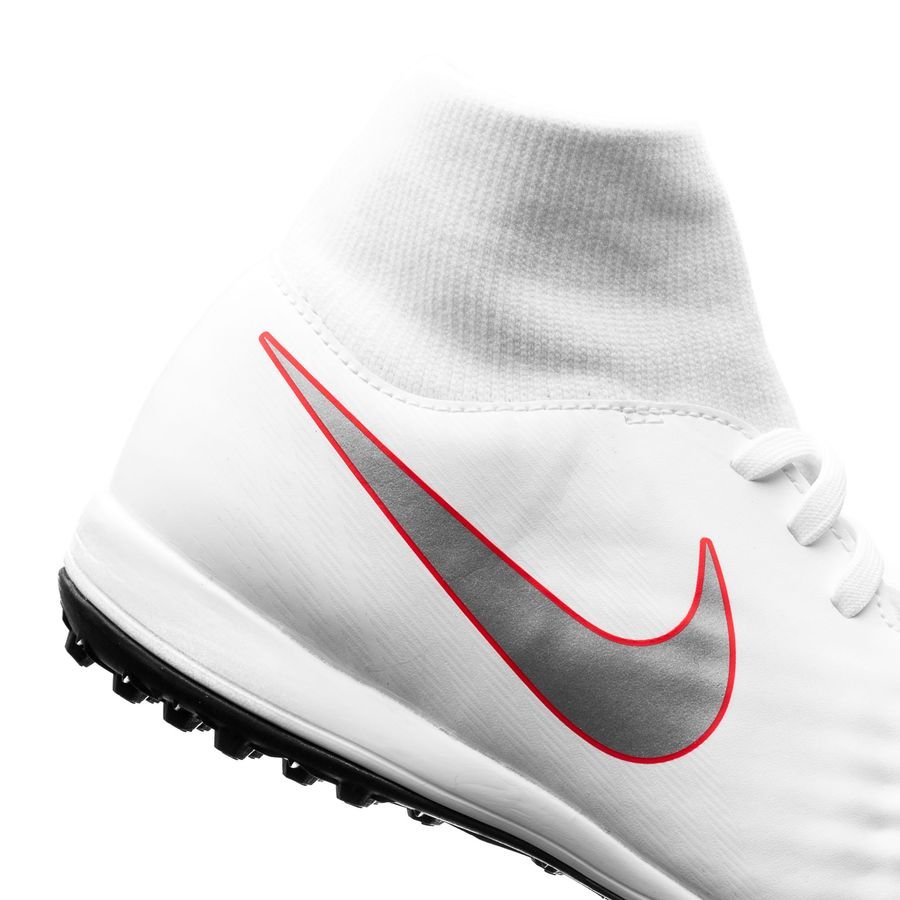 Nike Kid's JR ObraX 2 Academy TF Turf Boots White/Grey/Crimson