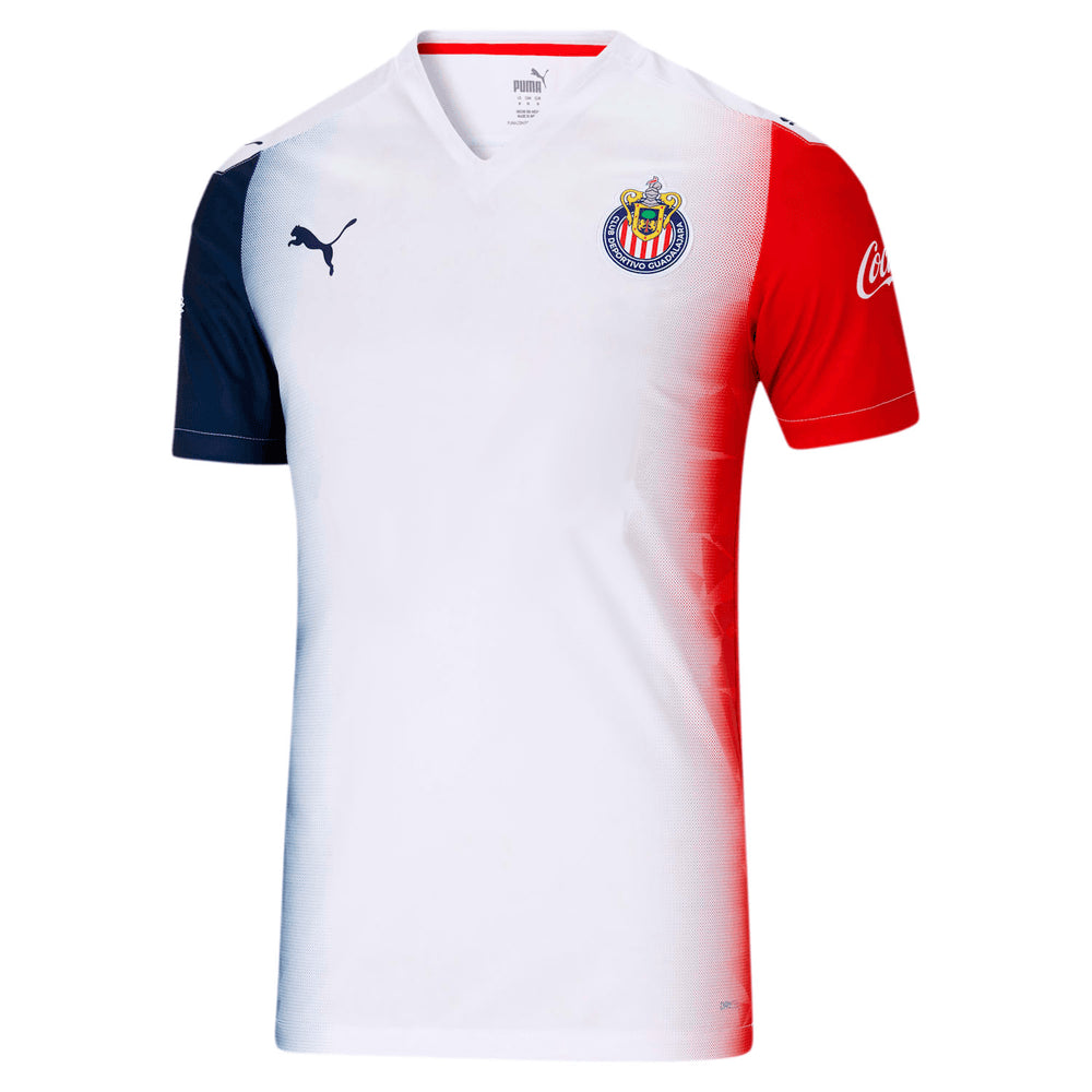 Camiseta de visitante Chivas 20 de PUMA para niños en blanco, rojo y azul marino
