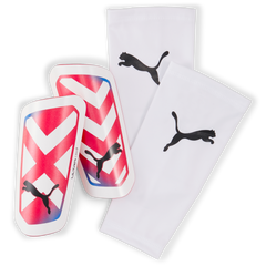 PUMA Ultra Light Sleeve Shin Guards White/Red