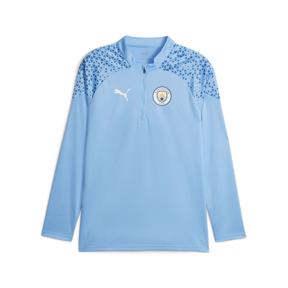 Puma 2023 2024 Man City Training Half Zip Top Pro Light Blue