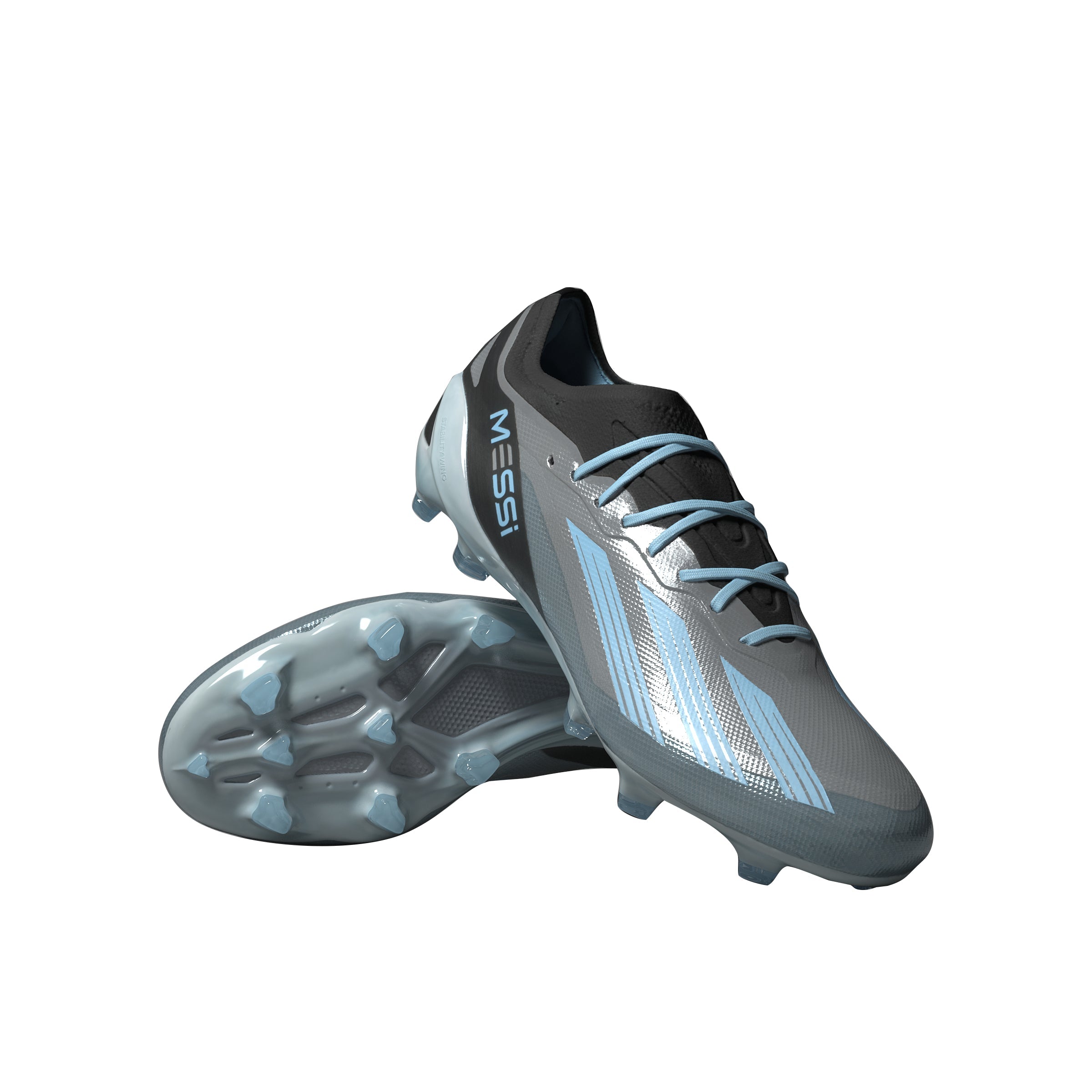 Adidas x Crazyfast Messi.1 FG Firm Ground Soccer Cleats Silver Blue 10.5