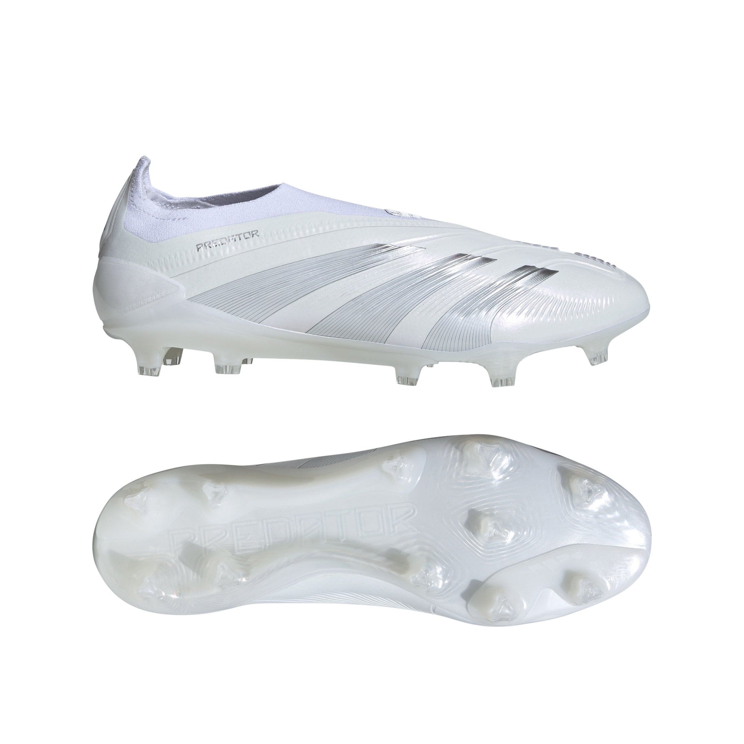 adidas Predator Elite Laceless FG Firm Ground Soccer Cleats - White/Silver Metallic/White - Best Buy Soccer