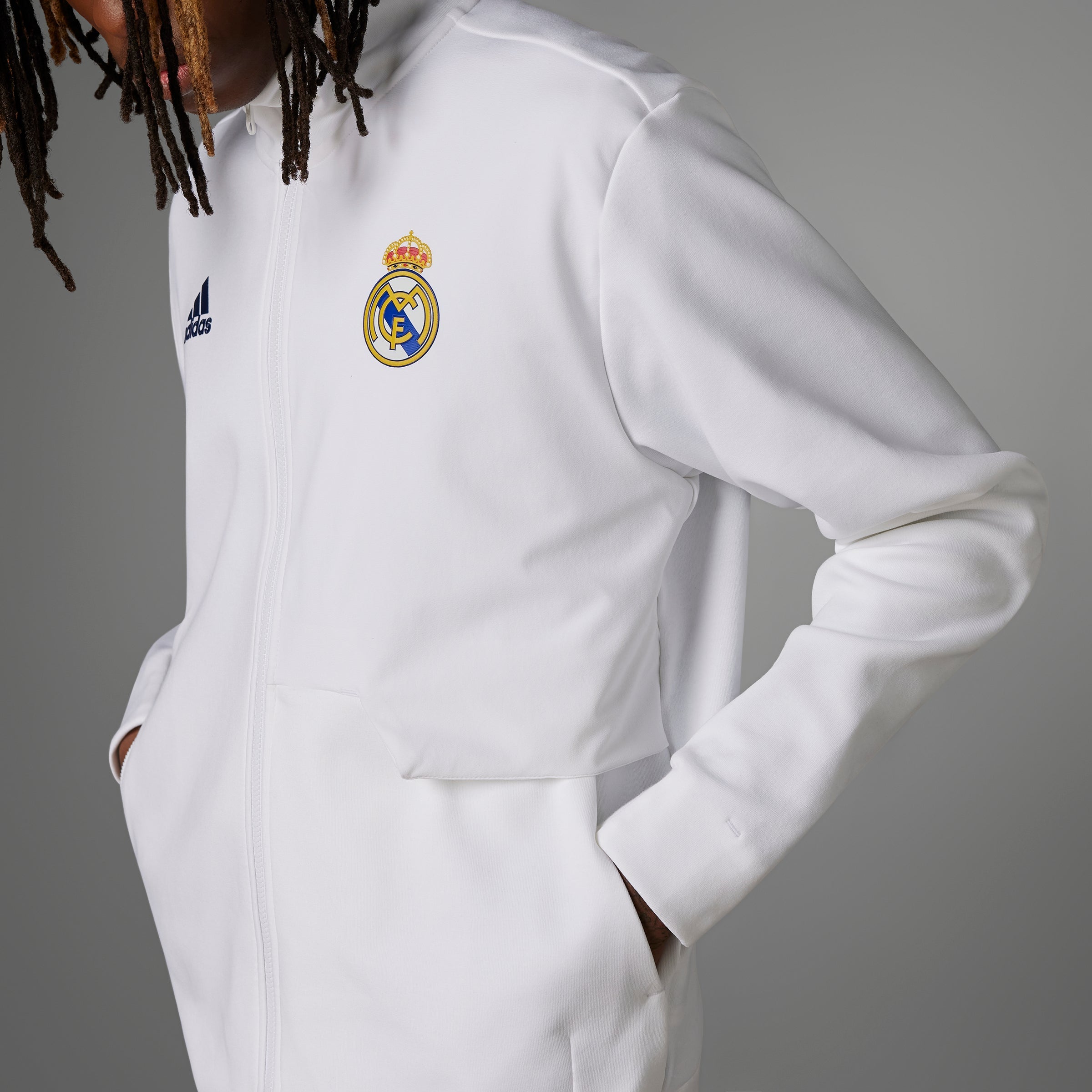 adidas Real Madrid Anthem Jacket - White - Best Buy Soccer