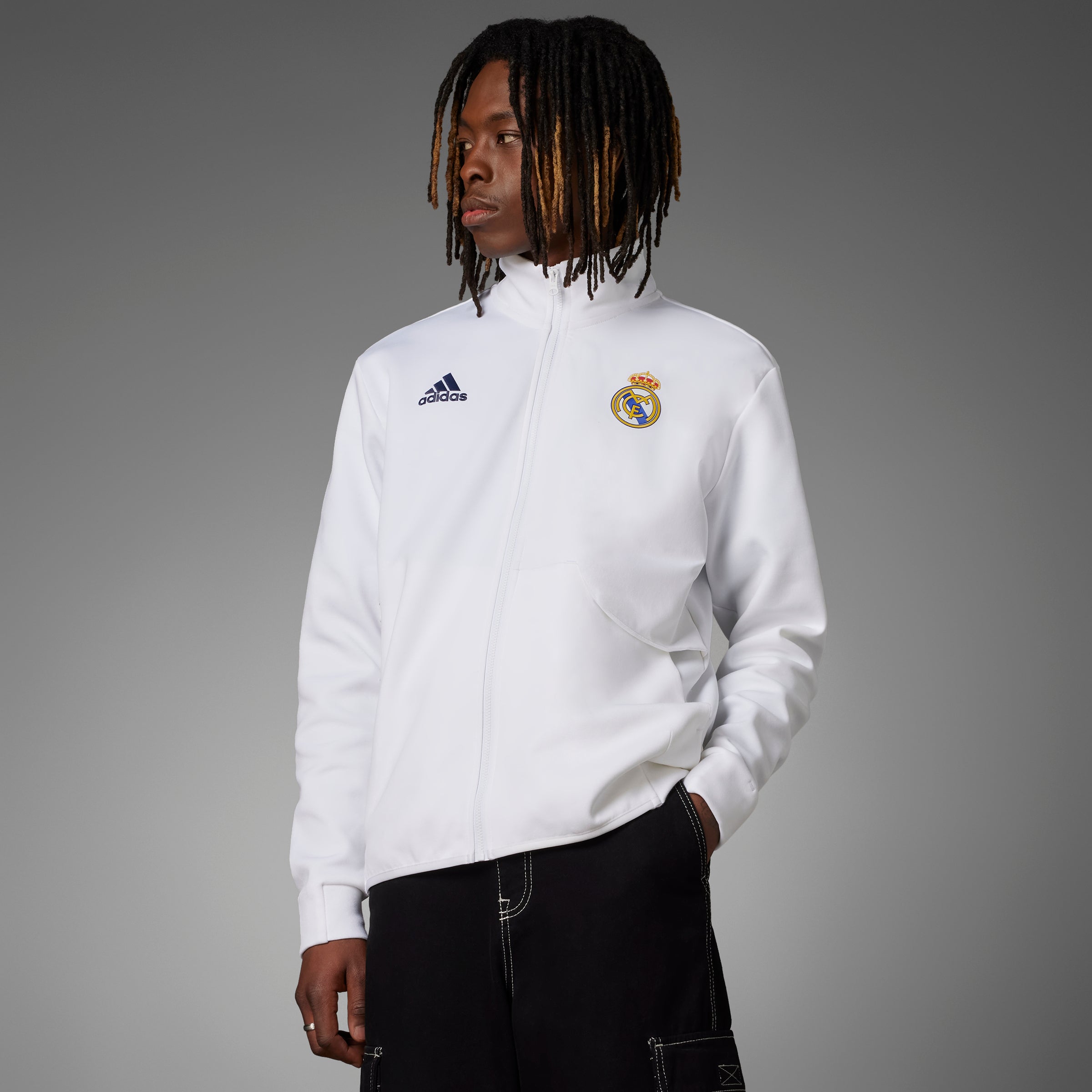adidas Real Madrid Anthem Jacket - White - Best Buy Soccer