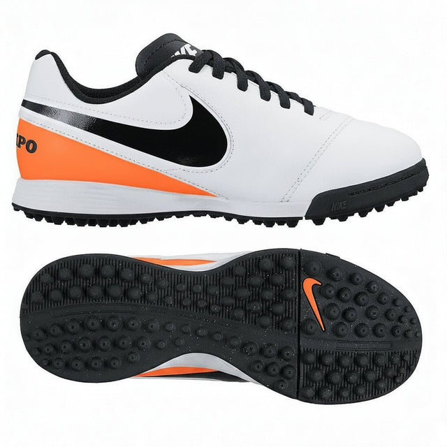 Nike JR Tiempox Legend VI TF Soccer Cleats - White/Black/Orange - Best Buy Soccer