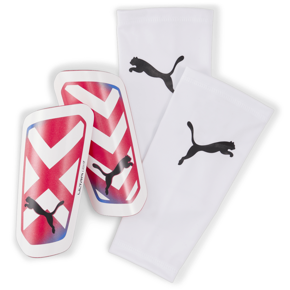 PUMA Ultra Light Sleeve Shin Guards White/Red - Best Buy Soccer